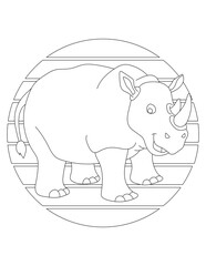 Rhino Coloring Page. Wild Animal Coloring Page for Kids Who love jungles and wildlife