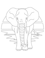 Elephant Coloring Page. Wild Animal Coloring Page for Kids Who love jungles and wildlife