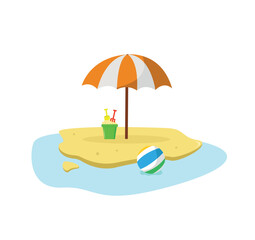 Summer beach holiday at sea. Recreation equipment. Vector illustration.