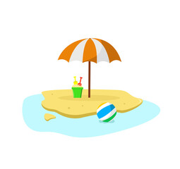 Summer beach holiday at sea. Recreation equipment. Vector illustration.