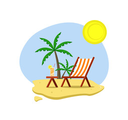 Summer beach holiday at sea. Recreation equipment. Vector illustration.