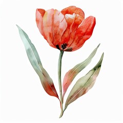 Vibrant Watercolor Flower An Expressive Botanical on a White Background