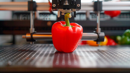 3d printer printing a red pepper