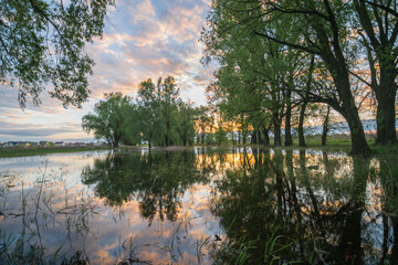 sunset over the river