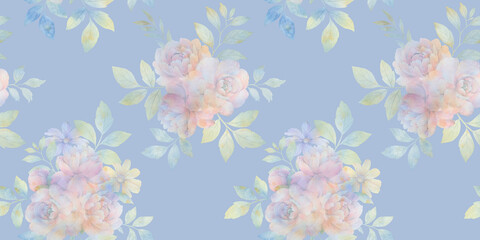 butterflies and flowers, seamless pattern dark background, illustration watercolor painting, luxury wallpaper, premium design modern decoration