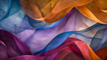Serene ribbons of color gently intertwine, weaving a tranquil tapestry of abstract serenity. - obrazy, fototapety, plakaty