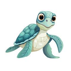 Cute sea turtle cartoon isolated on white background.