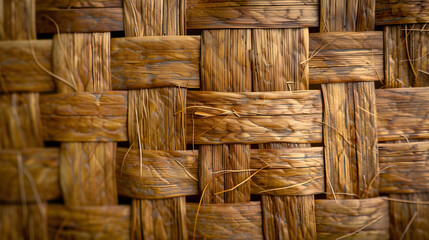 Woven bamboo texture in a close-up view. Traditional craftmanship concept for design and print