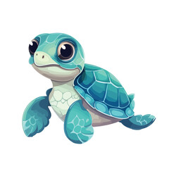 Cute sea turtle cartoon isolated on white background.