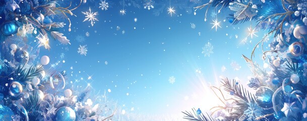 Christmas holiday celebration 4k wallpaper event shopping banner poster background image,Enchanting Winter Wonderland with Christmas Decorations and Sparkling Snowflakes