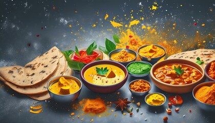 Savoring Spice: A Feast of Indian Cuisine - obrazy, fototapety, plakaty