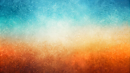 Obraz premium Vibrant shades of blue and orange blend with a mottled textured surface that creates an abstract background. The colours transition from cool blue at the top to warm.AI generated.