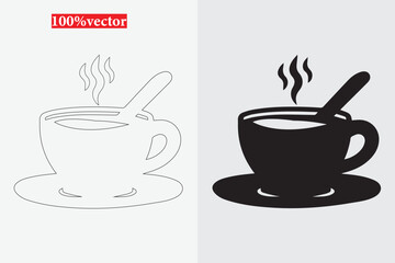 Black cup vector graphic set against a white background