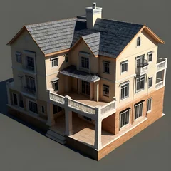 Fotobehang Default 3D view of house model © athar