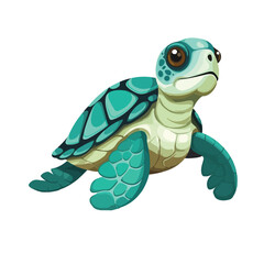 Cute sea turtle cartoon isolated on white background.