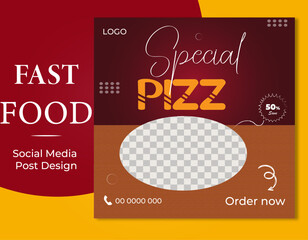 Restaurant social media square banner template for business promotion.
