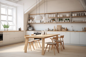 Interior of a modern Scandinavian kitchen.