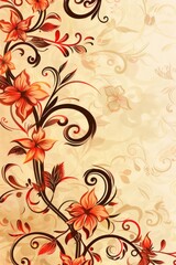 Floral Background With Swirls and Flowers