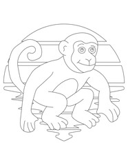Monkey Coloring Page. Wild Animal Coloring Page for Kids Who love jungles and wildlife