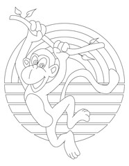 Monkey Coloring Page. Wild Animal Coloring Page for Kids Who love jungles and wildlife
