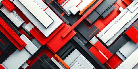 Geometric allure with a bold red, white, and black color scheme