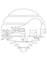 Sloth Coloring Page. Wild Animal Coloring Page for Kids Who love jungles and wildlife