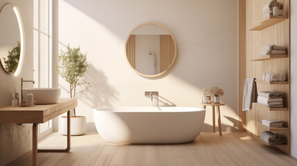 Fototapeta na wymiar Interior bathroom in the Scandinavian design.