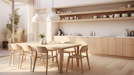 Interior kitchen in the Scandinavian design. - obrazy, fototapety, plakaty