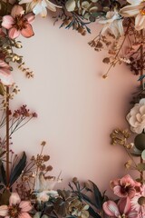 Pink Background With Bunch of Flowers