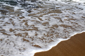 The color of water in the Mediterranean Sea in shallow water. Natural abstract background.