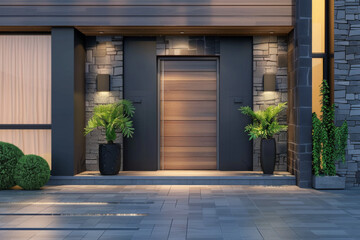 Fototapeta na wymiar Modern House Fiberglass Front Entry Door, Single Door With One Sidelite