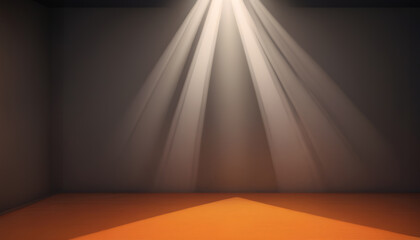 Spotlight on the Wall for Copy space Orange background