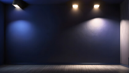 Spotlight on the Wall for Copy space Blue background 