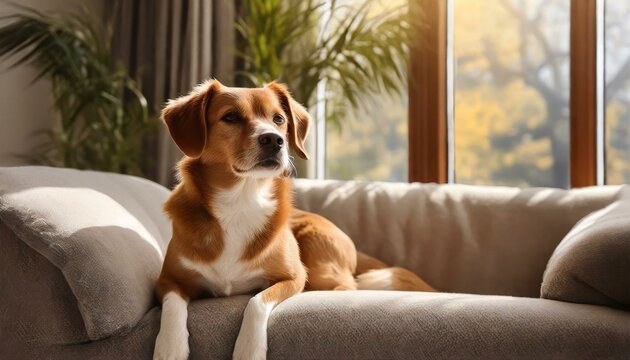dog on sofa dog, animal, pet, puppy, beagle, cute, white, portrait