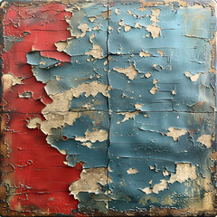 Weathered Canvas Masterpiece with Red Accents
