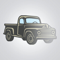 Truck icons vintage cars unique icons and a car logo with a silver background Vector illustration