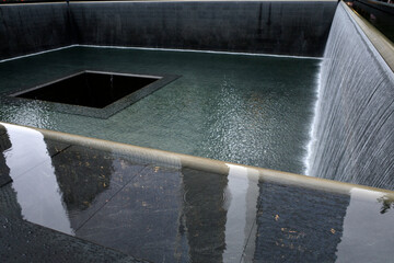 9/11 Memorial Fountain in Manhattan, New York City