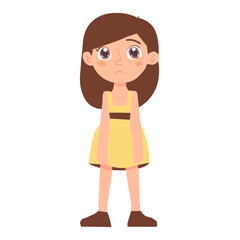 Sad girl, depressed girl looks lonely.Illustration of a sad child, helpless.Vector flat illustration