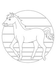 Horse Coloring Page. Wild Animal Coloring Page for Kids Who love jungles and wildlife