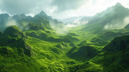 Scenic Green Landscapes with Towering Mountains