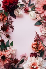 Assorted Flowers on Pink Surface
