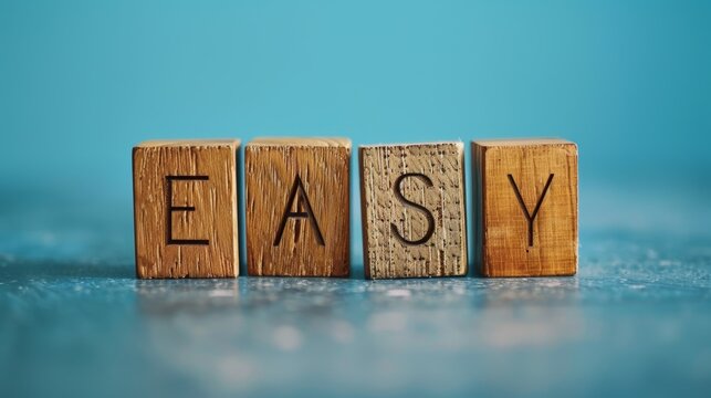 "easy" text consisting of wooden block letters