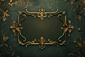 Green and Gold Wall With Gold Frame