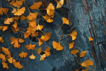 Ginkgo leaves and autumn maples