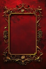 Elegant Gold Frame on Red Background
