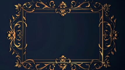 Elegant Gold Frame on Black Background