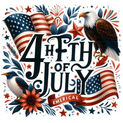 Typography American Flag 4th July Sublimation