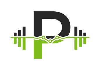 Initial Letter P Fitness Logo Concept With Dumbbell Icon. Gym Symbol