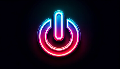 Neon rainbow power icon logo