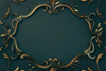 Green and Gold Background With Gold Frame